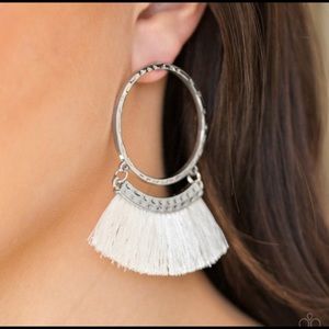Paparazzi this is Sparta white fringe earrings